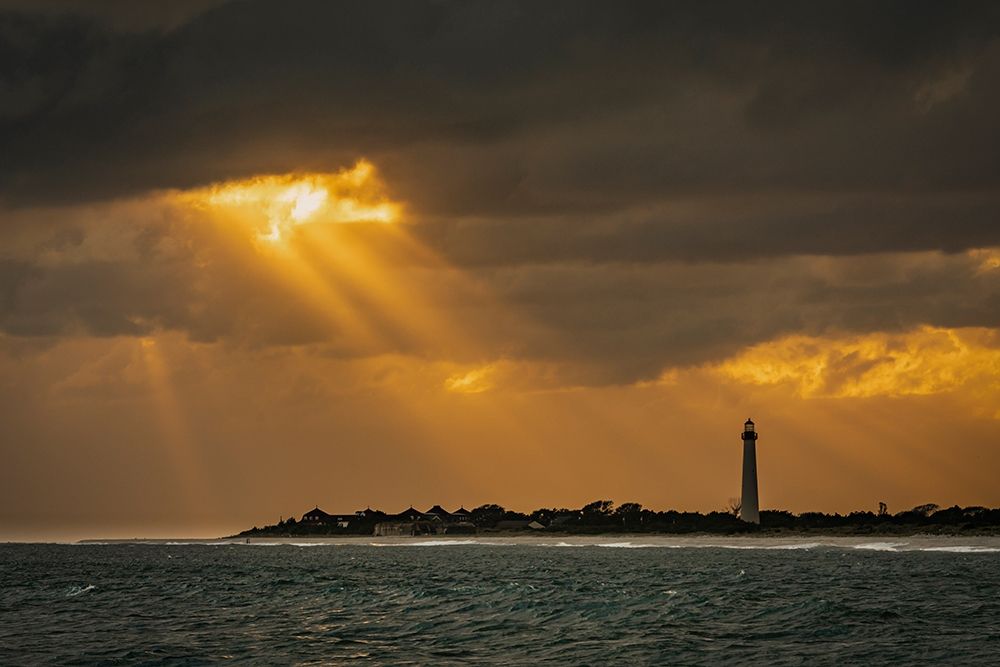 New Jersey-Cape May National Seashore Sunset on ocean shore and lighthouse art print by Jaynes Gallery for $57.95 CAD
