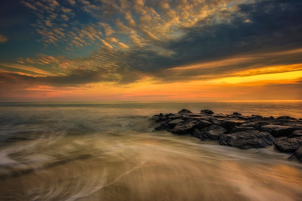 New Jersey-Cape May National Seashore Sunset on ocean and rocks art print by Jaynes Gallery for $57.95 CAD