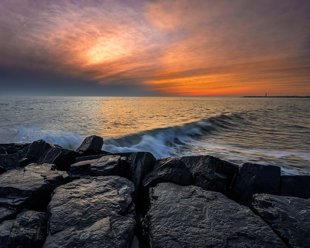 New Jersey-Cape May National Seashore Sunset on ocean and rocks art print by Jaynes Gallery for $57.95 CAD