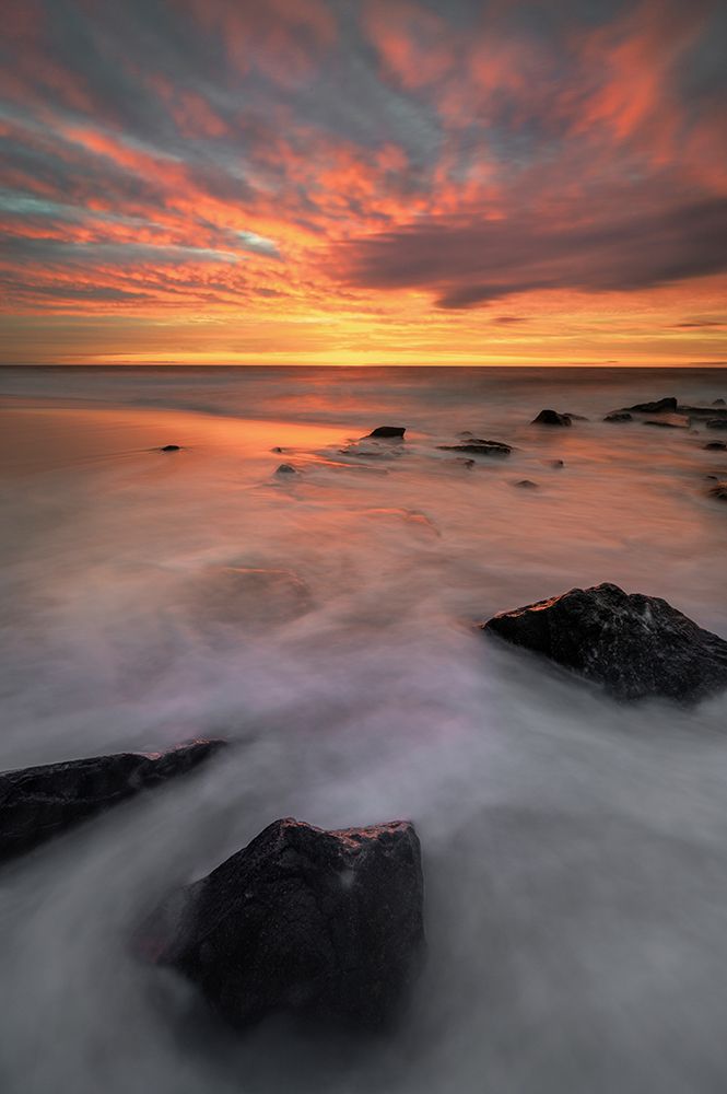 USA-New Jersey-Cape May National Seashore-Sunrise on rocky shore and ocean art print by Jaynes Gallery for $57.95 CAD