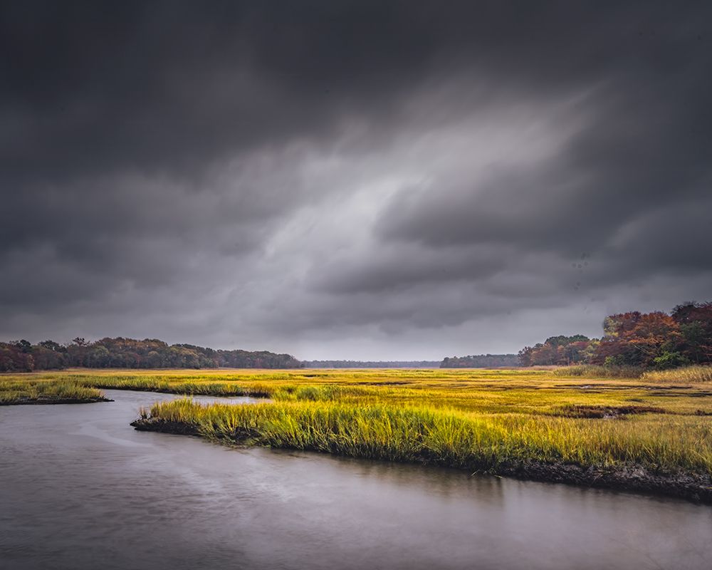 USA, New Jersey, Pine Barrens National Preserve. Storm over marsh and forest landscape. art print by Jaynes Gallery for $57.95 CAD