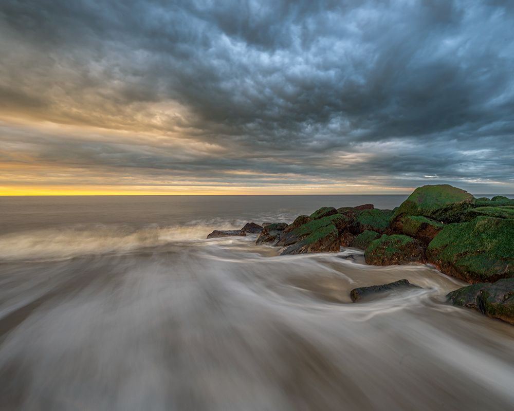 USA, New Jersey, Cape May National Seashore. Stormy sunrise on ocean shore. art print by Jaynes Gallery for $57.95 CAD