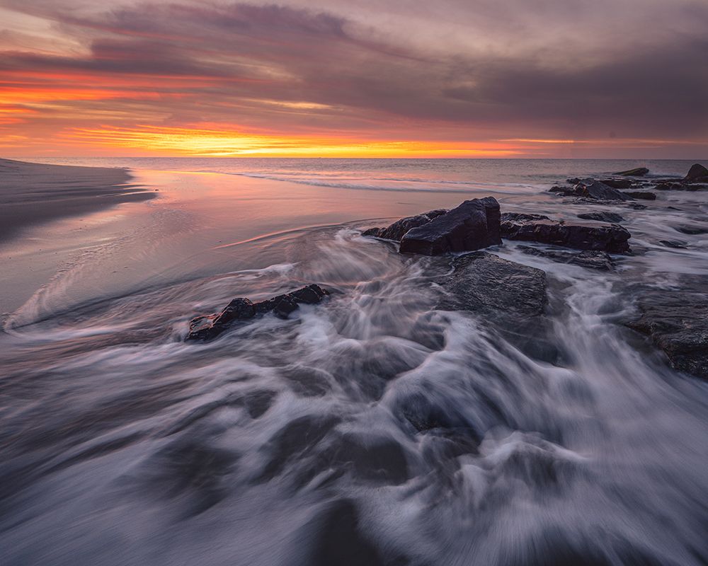 USA, New Jersey, Cape May National Seashore. Sunrise on ocean shore. art print by Jaynes Gallery for $57.95 CAD