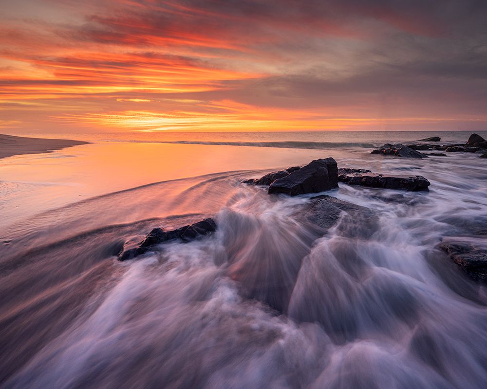 USA, New Jersey, Cape May National Seashore. Sunrise on ocean shore. art print by Jaynes Gallery for $57.95 CAD