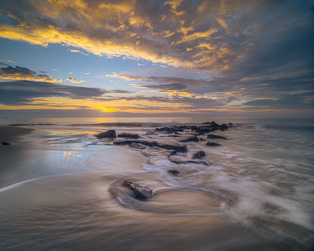 USA, New Jersey, Cape May National Seashore. Ocean shore at sunrise. art print by Jaynes Gallery for $57.95 CAD