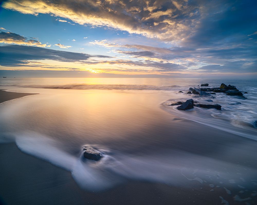 USA, New Jersey, Cape May National Seashore. Ocean shore at sunrise. art print by Jaynes Gallery for $57.95 CAD