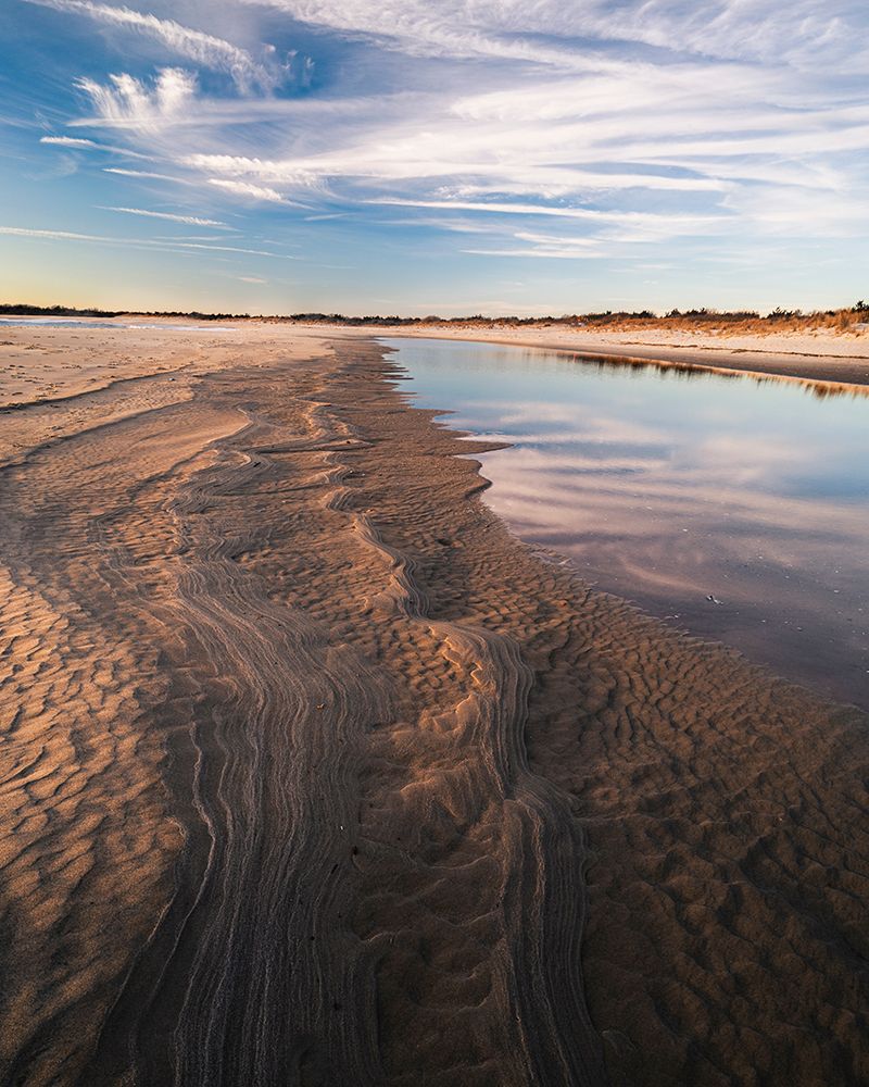 USA, New Jersey, Cape May National Seashore. Water on beach at sunrise. art print by Jaynes Gallery for $57.95 CAD