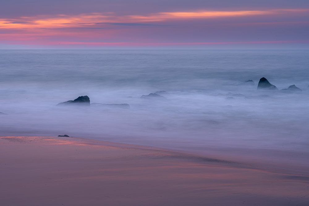 USA, New Jersey, Cape May National Seashore. Misty ocean shore at sunrise. art print by Jaynes Gallery for $57.95 CAD