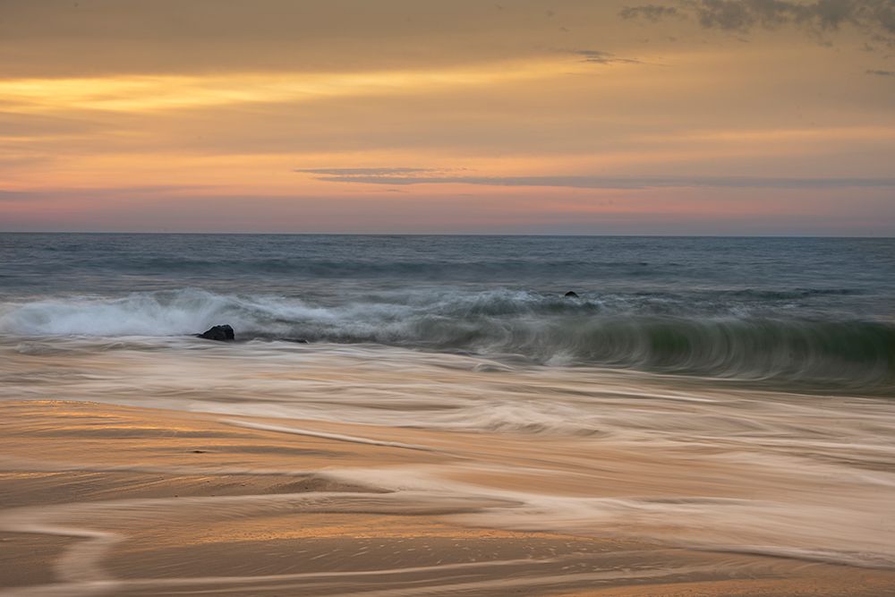 USA, New Jersey, Cape May National Seashore. Ocean shore and waves at sunrise. art print by Jaynes Gallery for $57.95 CAD