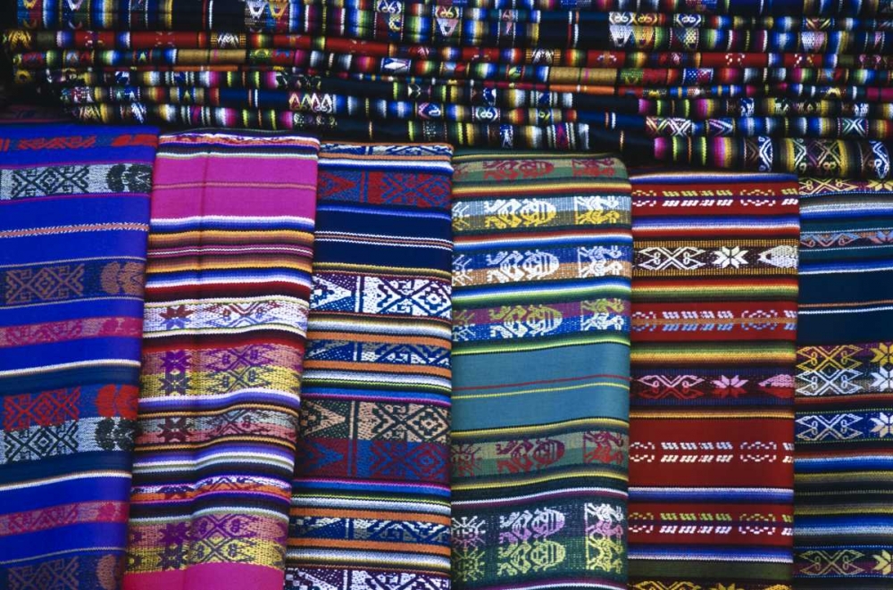 New Mexico, Santa Fe Colorful blankets for sale art print by Jay OBrien for $57.95 CAD