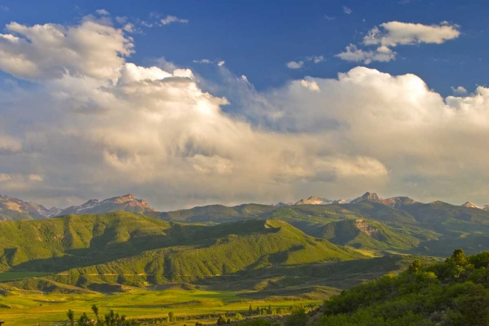 CO, Aspen, Summer sunset on green mountain vista art print by Fred Lord for $57.95 CAD