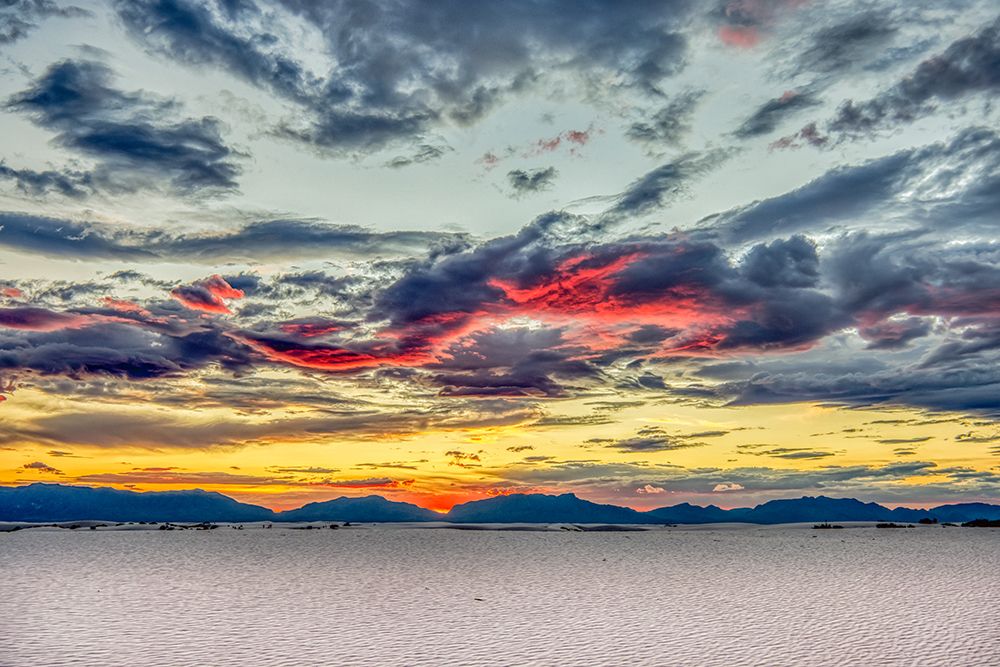USA- New Mexico- White Sands National Park. Sunset over desert and San Andres Mountains. art print by Jaynes Gallery for $57.95 CAD