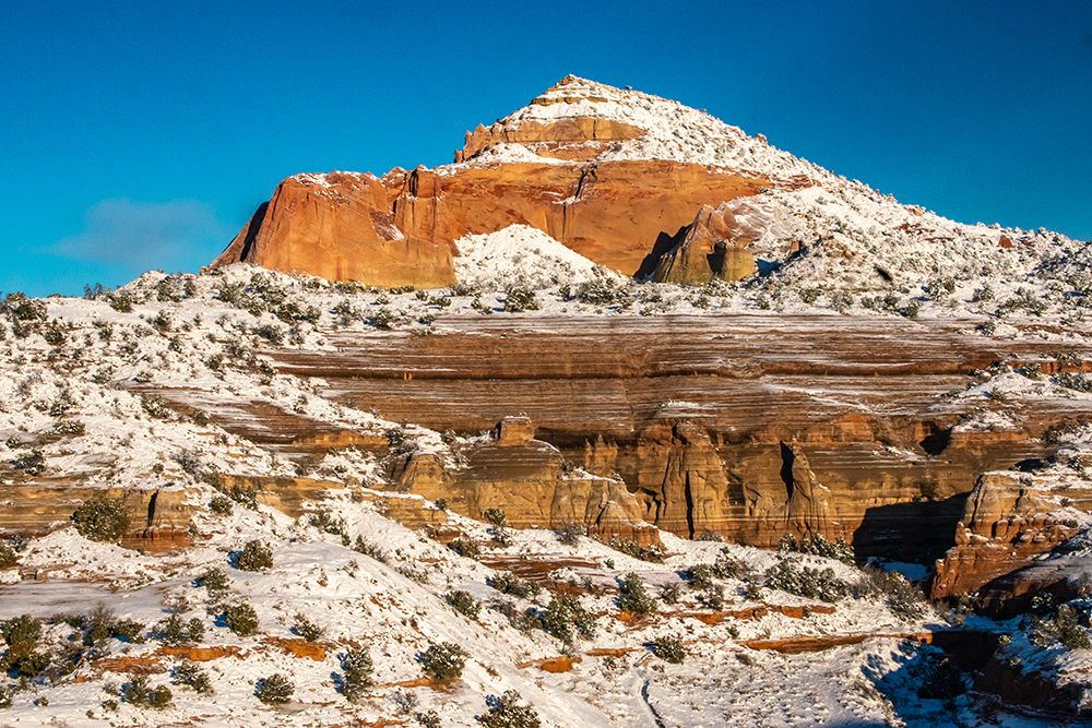 USA, New Mexico, Gallup, Red Rock Park. Sunrise on mountain in winter. art print by Jaynes Gallery for $57.95 CAD