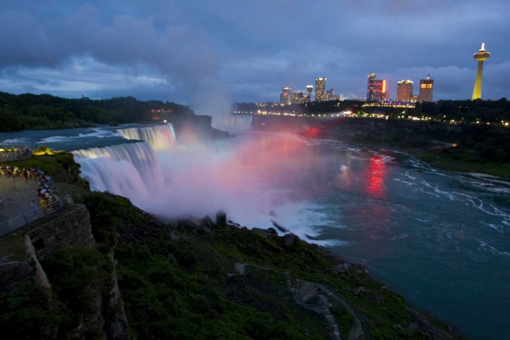 NY, Niagara Falls light show at night art print by Fred Lord for $57.95 CAD