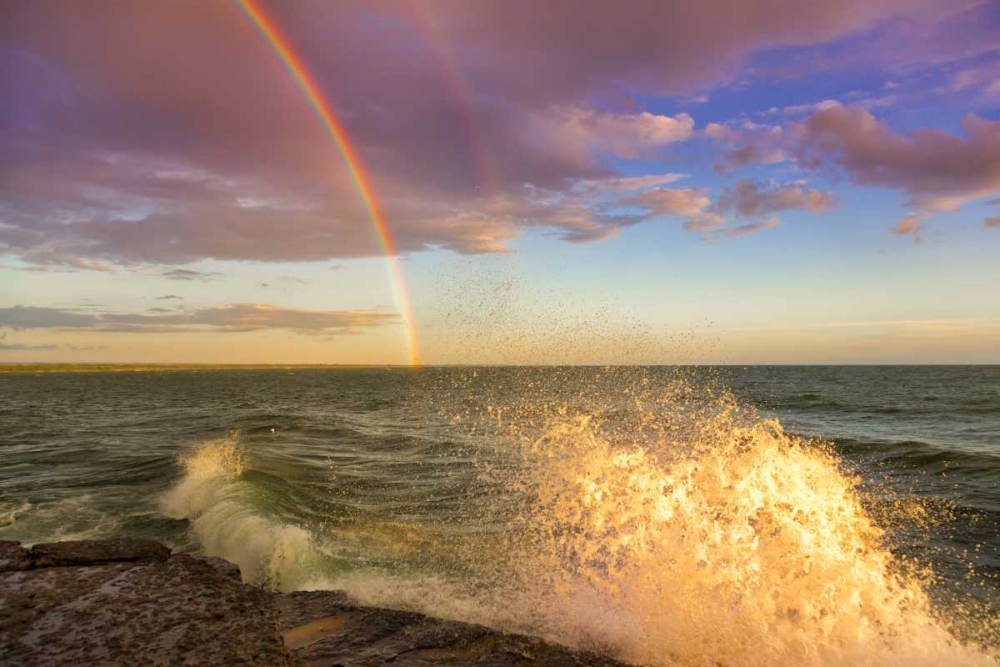 NY, Lake Ontario, Clarks Point Double rainbow art print by Fred Lord for $57.95 CAD