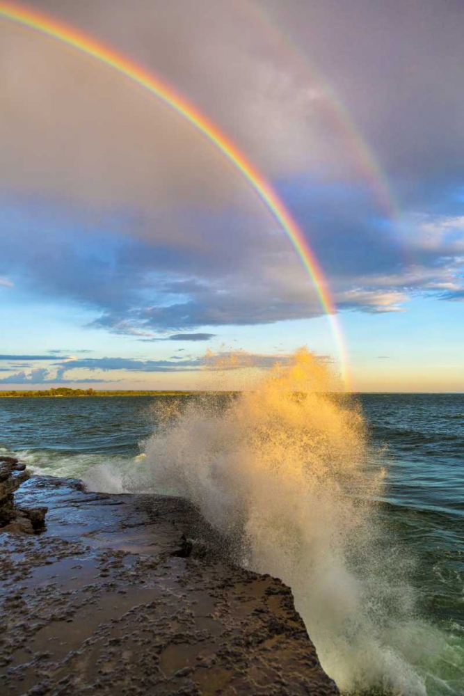 NY, Lake Ontario, Clarks Point Double rainbow art print by Fred Lord for $57.95 CAD