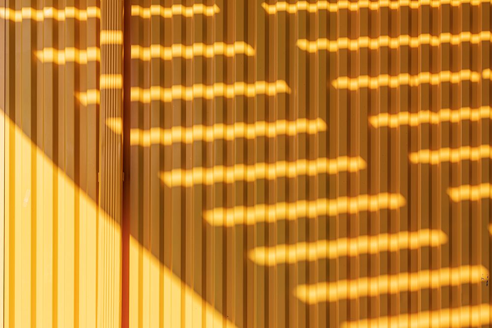 Coney Island-Brooklyn-New York-USA Striped shadows on a yellow building art print by Emily Wilson for $57.95 CAD