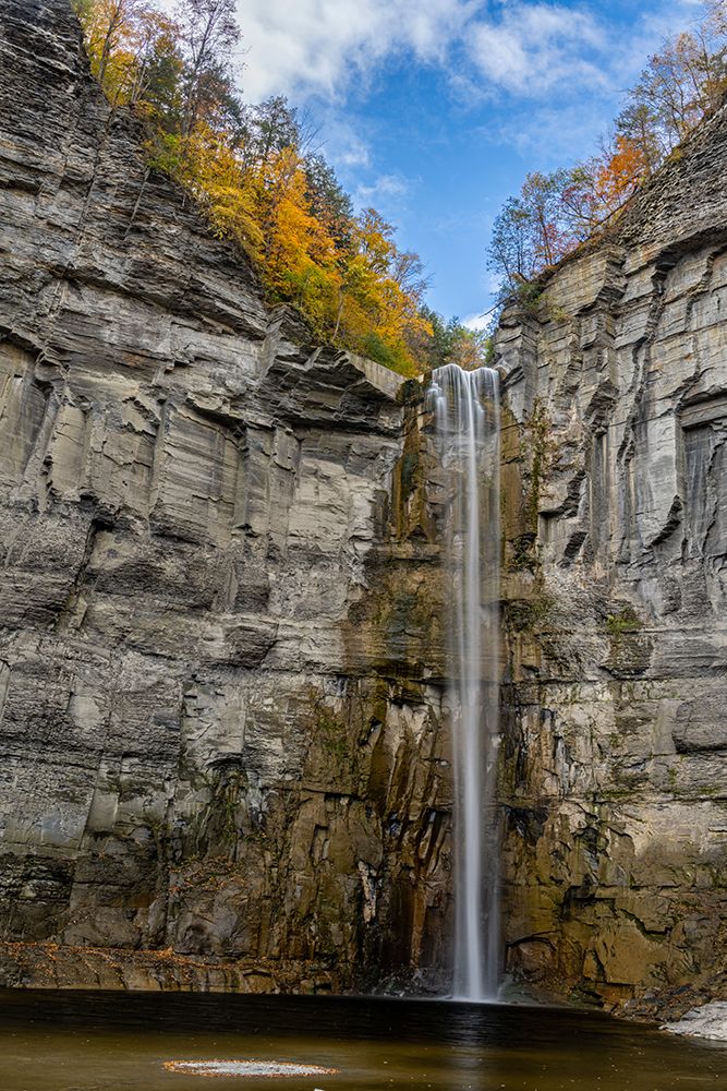 USA, New York. Fall foliage and Taughannock Falls at State Park art print by Howie Garber for $57.95 CAD