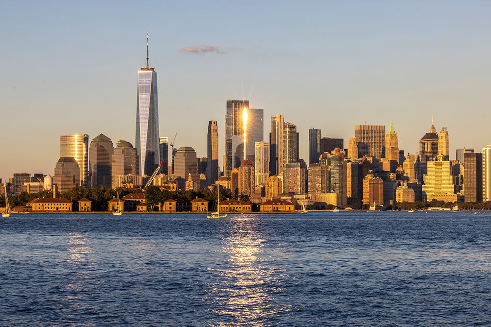 USA-New York View of New York City skyline at sunset from Port Liberte in Jersey City-New Jersey art print by Hollice Looney for $57.95 CAD