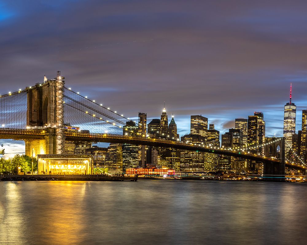 USA-New York The Brooklyn Bridge and New York City skyline art print by Hollice Looney for $57.95 CAD