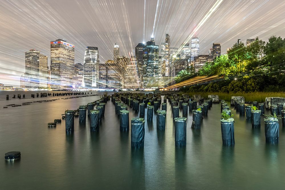 USA-New York Downtown view from Pier 1-wooden pilings in front of river in Brooklyn Heights art print by Hollice Looney for $57.95 CAD