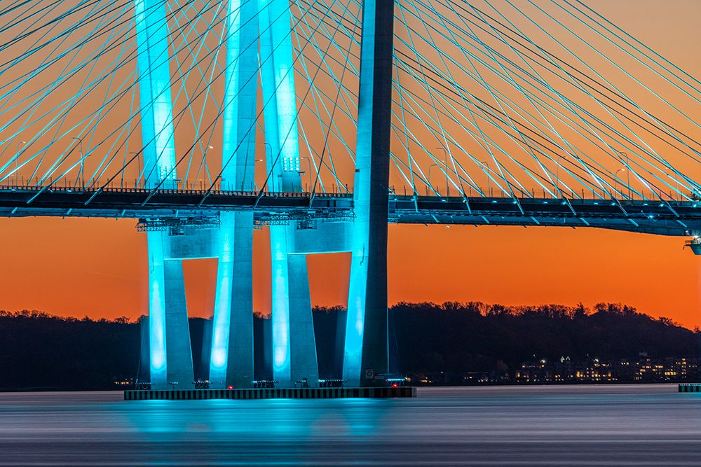 USA-New York-Tarrytown Hudson River and the Gov Mario Cuomo (Tappan Zee) Bridge at night art print by Hollice Looney for $57.95 CAD