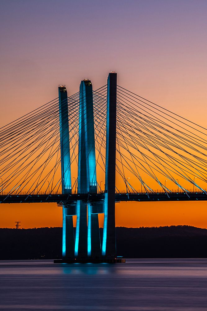 USA-New York-Tarrytown Hudson River and the Gov Mario Cuomo (Tappan Zee) Bridge at night art print by Hollice Looney for $57.95 CAD