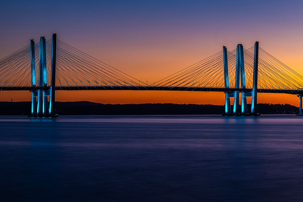 USA-New York-Tarrytown Hudson River and the Gov Mario Cuomo (Tappan Zee) Bridge at night art print by Hollice Looney for $57.95 CAD