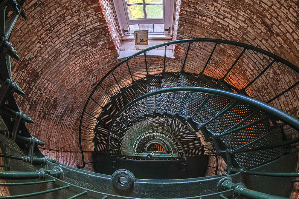 USA-North Carolina-Corolla Spiral staircase inside the Currituck Lighthouse art print by Hollice Looney for $57.95 CAD