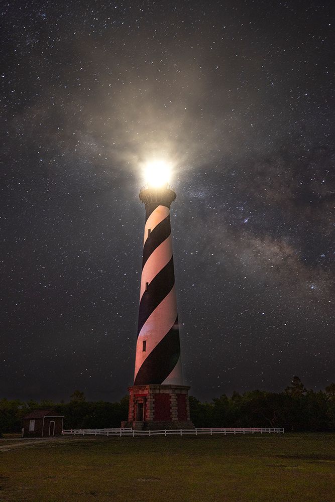 USA-North Carolina-Buxton Cape Hatteras Lighthouse and the Galactic Core of the Milky Way art print by Hollice Looney for $57.95 CAD