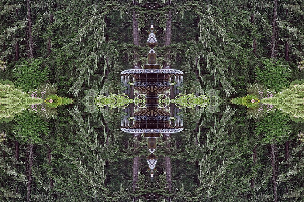 Fountain and in rhododendron garden-Shore Acres State Park-Coos Bay-Oregon art print by Adam Jones for $57.95 CAD