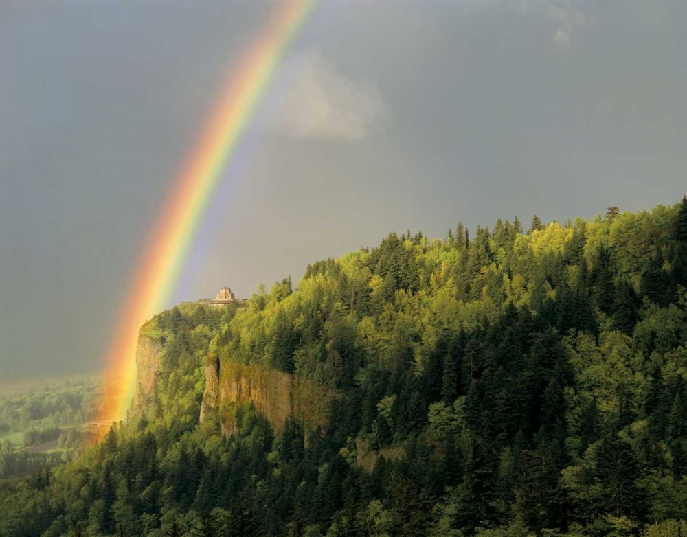 OR, Columbia Gorge, rainbow over Vista House art print by Steve Terrill for $57.95 CAD