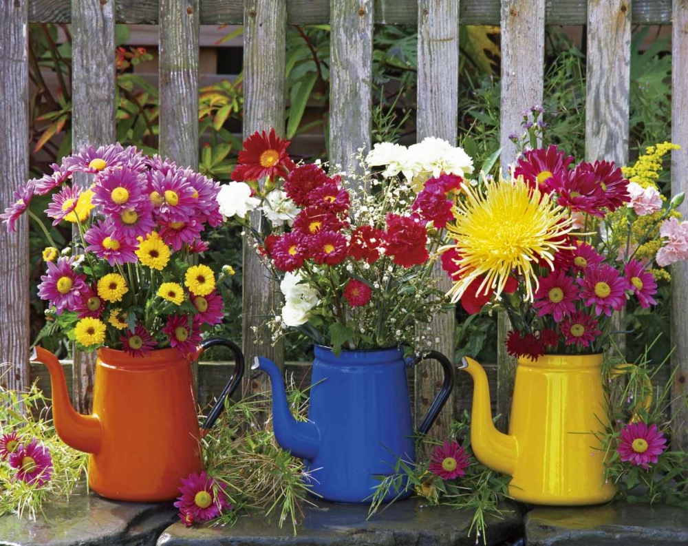 OR, Portland Antique coffeepots with flowers art print by Steve Terrill for $57.95 CAD