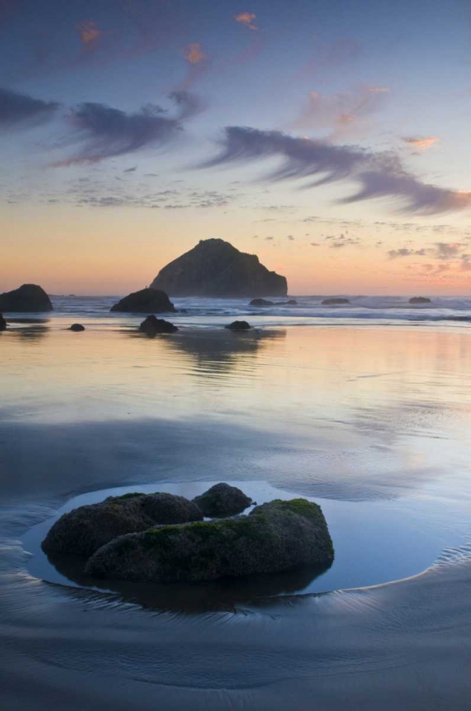OR, Bandon Beach Face Rock at twilight art print by Nancy Rotenberg for $57.95 CAD