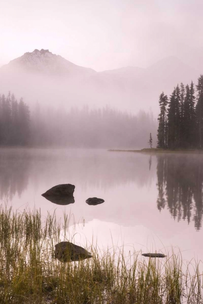 OR, Willamette NF Foggy sunrise on Scott Lake art print by Don Paulson for $57.95 CAD