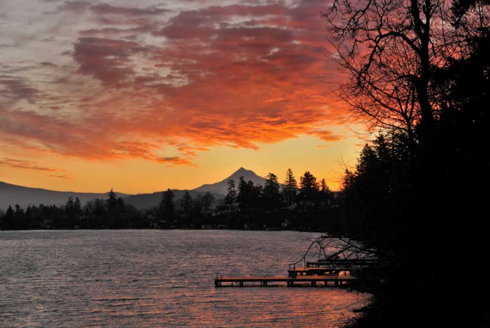 USA, Oregon Blue Lake and Mt Hood at sunrise art print by Steve Terrill for $57.95 CAD