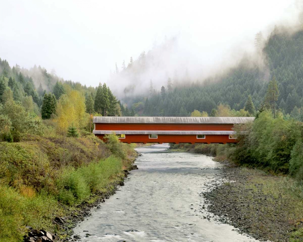 OR Office Covered Bridge over Willamette River art print by Steve Terrill for $57.95 CAD
