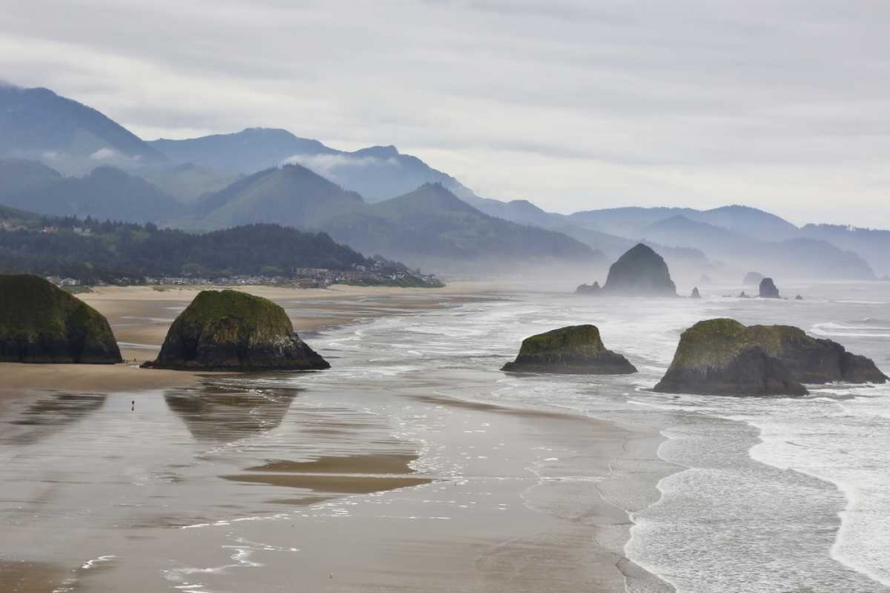 Oregon, Cannon Beach Fog rises over coastline art print by Jean Carter for $57.95 CAD