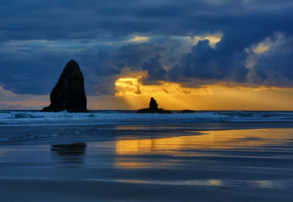 Oregon, Cannon Beach Sunset on Needles seastack art print by Jean Carter for $57.95 CAD