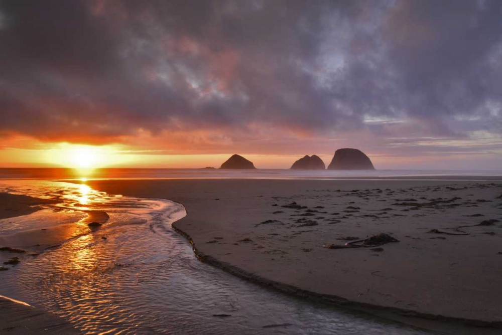 Oregon, Oceanside Sunset on Three Arch Rocks art print by Steve Terrill for $57.95 CAD