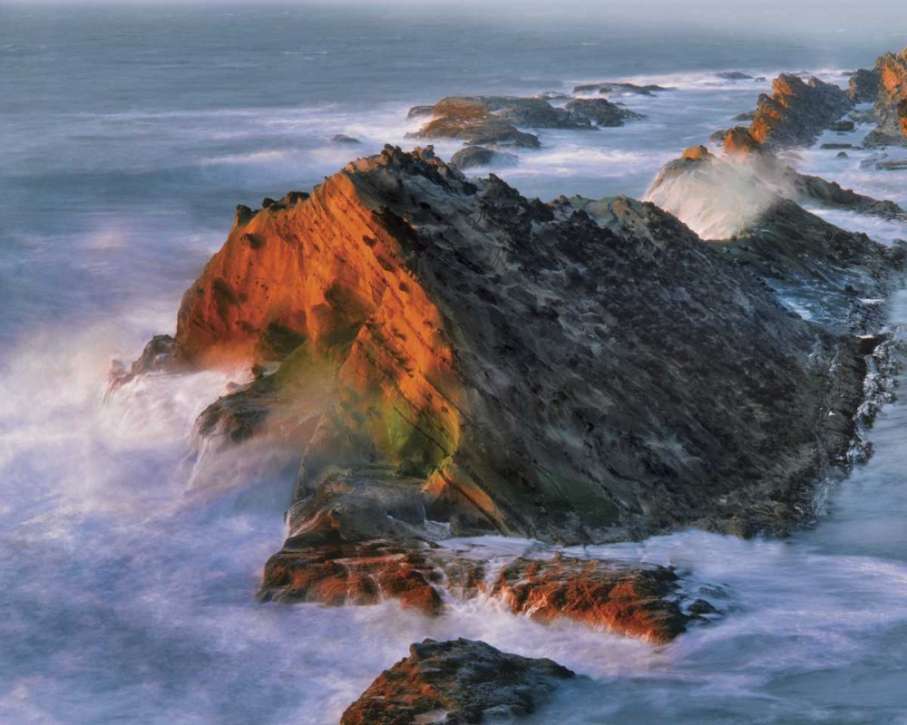 OR, Shore Acres SP Sunset on ocean shore cliffs art print by Steve Terrill for $57.95 CAD