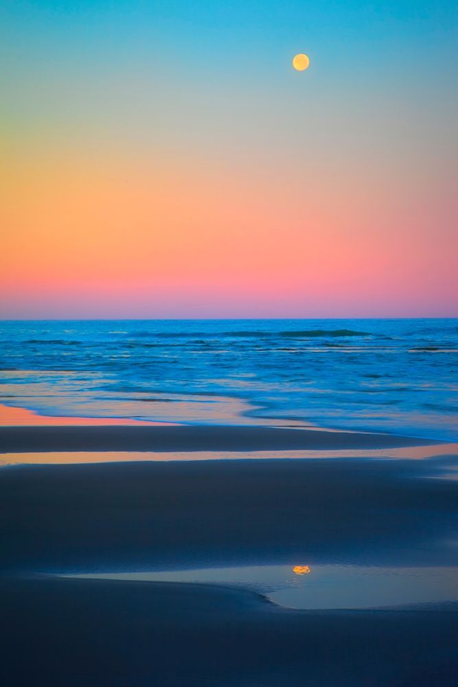 Oregon-Bandon Beach and full moonset art print by Jaynes Gallery for $57.95 CAD