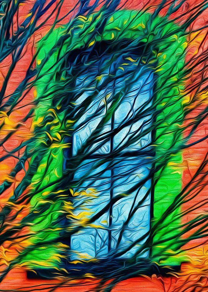 Oregon-Silverton Abstract of autumn leaves and building window art print by Jaynes Gallery for $57.95 CAD