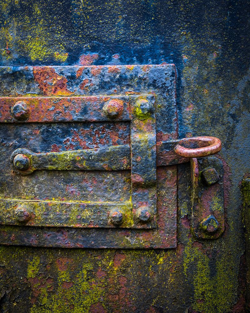 USA, Oregon, Tillamook. Close-up of lock on metal boiler door. art print by Jaynes Gallery for $57.95 CAD