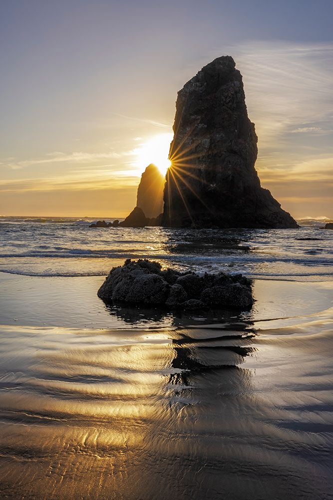 Haystack Rock Pinnacles at low tide in Cannon Beach-Oregon-USA art print by Chuck Haney for $57.95 CAD