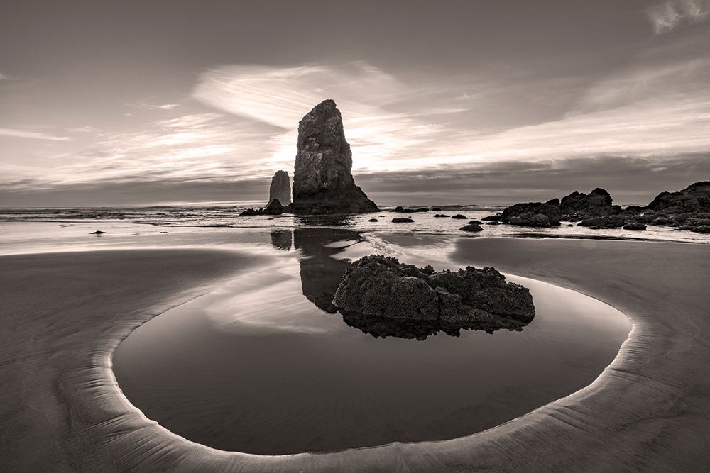 Haystack Rock Pinnacles at low tide in Cannon Beach-Oregon-USA art print by Chuck Haney for $57.95 CAD