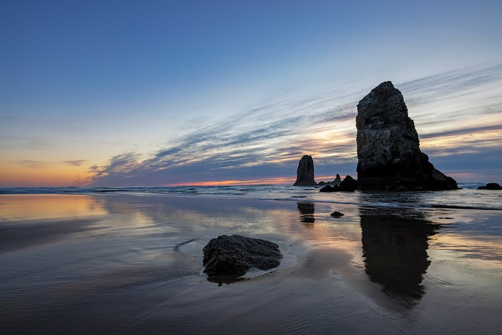 Haystack Rock Pinnacles at low tide in Cannon Beach-Oregon-USA art print by Chuck Haney for $57.95 CAD