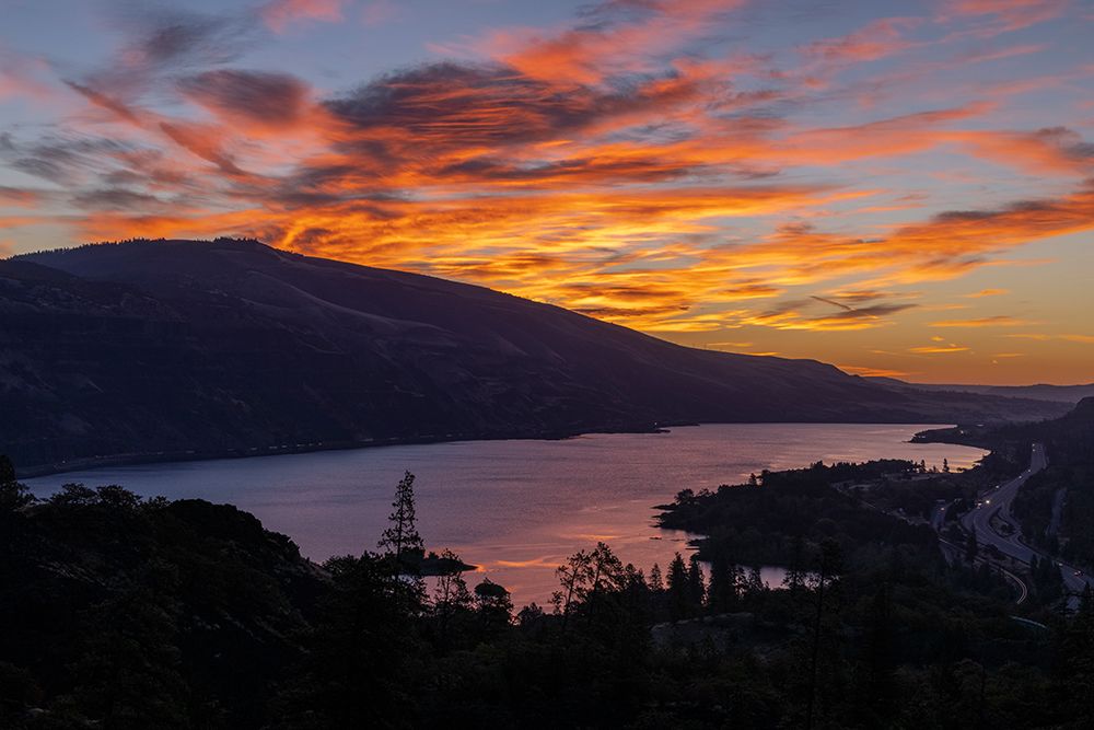 Vivid sunrise clouds over the Columbia River near Rowena-Oregon-USA art print by Chuck Haney for $57.95 CAD