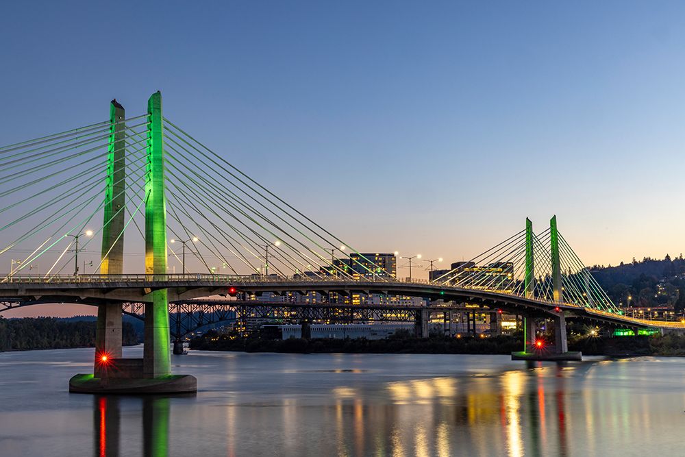 Tilikum Crossing Bridge from the eastside of the Willamette River in Portland, Oregon, USA art print by Chuck Haney for $57.95 CAD