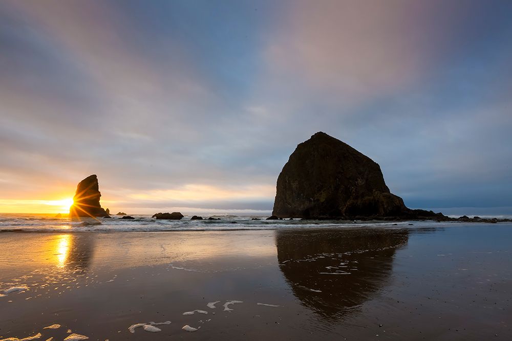 USA- Oregon. Cannon Beach and Haystack Rock at sunset art print by Darrell Gulin for $57.95 CAD